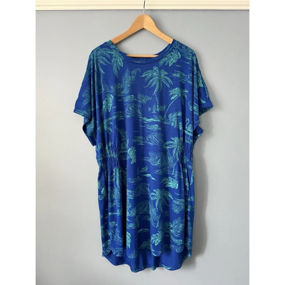 Outdoor Oasis One Size Royal Blue Gauzy Beach Pool Swim Cover Up Tunic Kimono - Picture 1 of 11